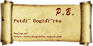 Pető Boglárka névjegykártya